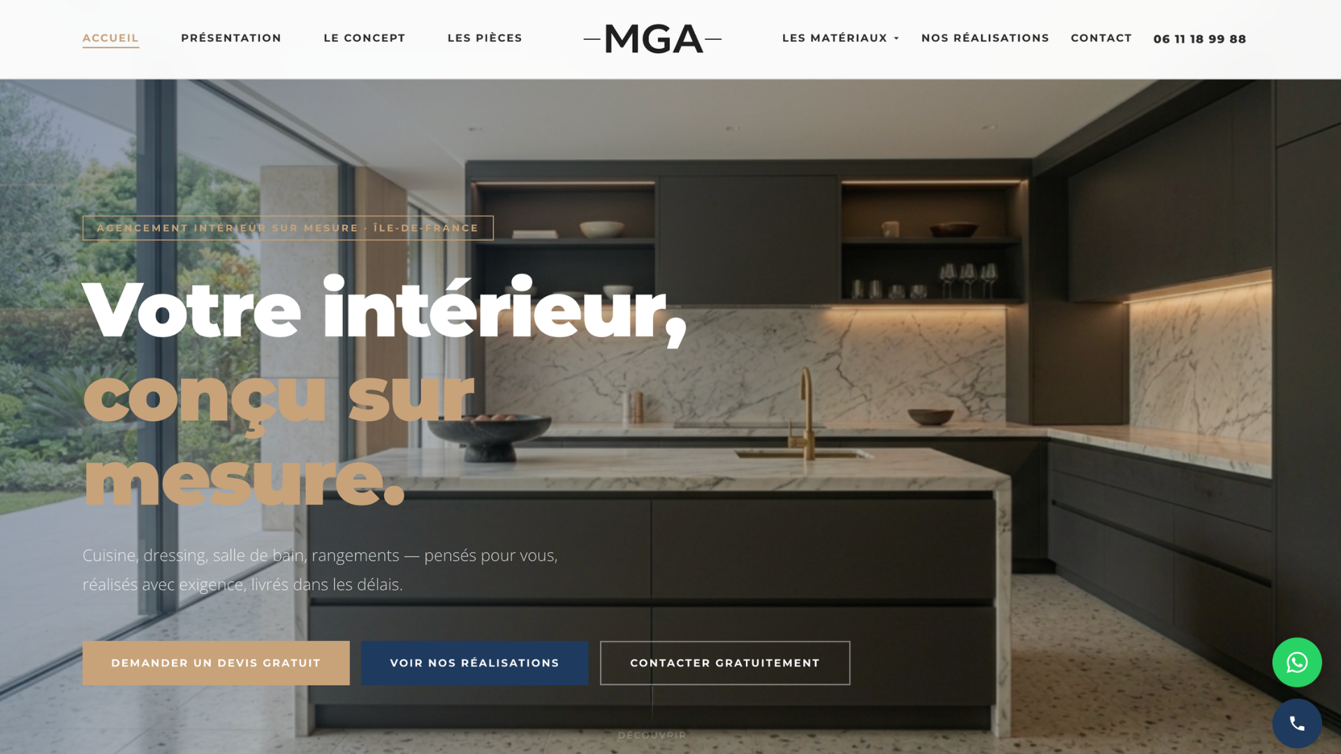Site MGA Agencement — agencement intérieur sur mesure