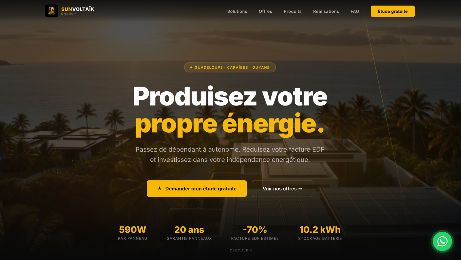 Site Sun Voltaïk — panneaux solaires Guadeloupe Caraïbes Guyane