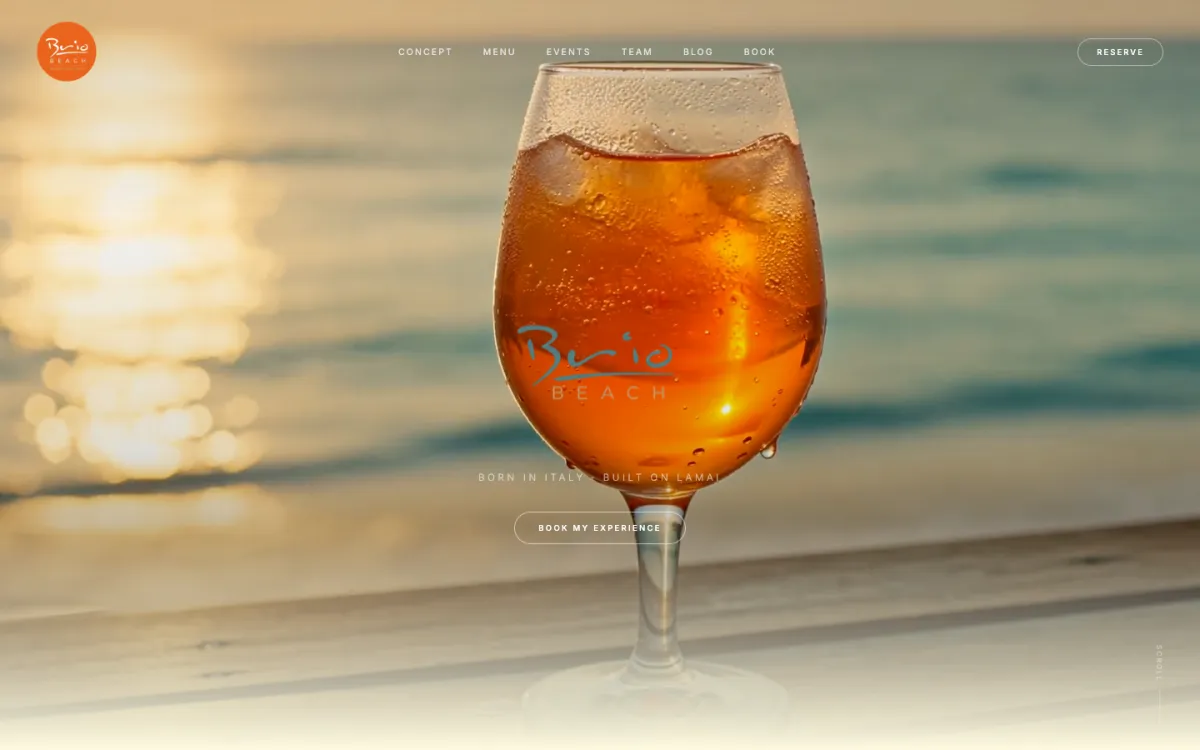 Site de Brio Beach Club, beach club à Koh Samui, réalisé par Studio Atlas