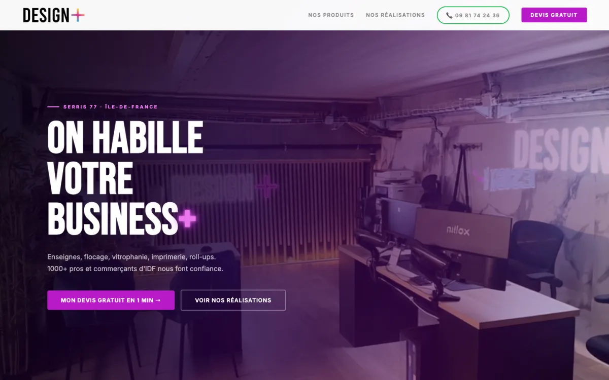 Site de Design+, réalisé par Studio Atlas