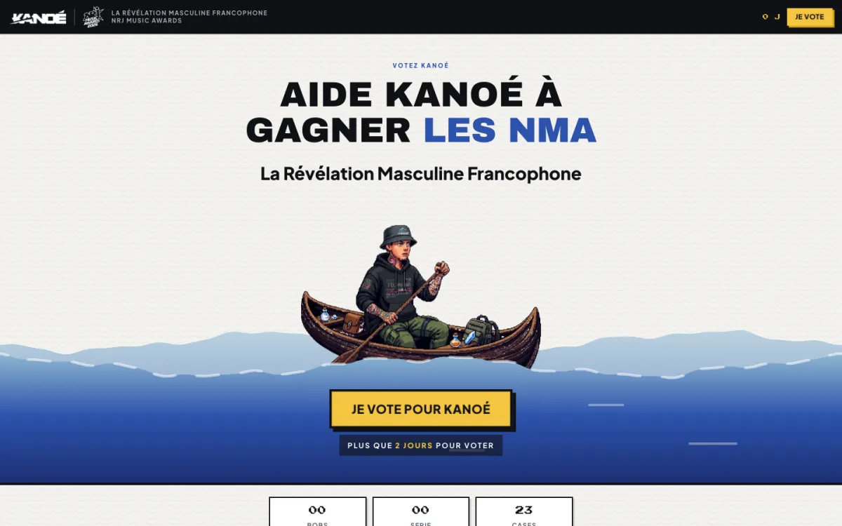 Site Votez Kanoé pour les NRJ Music Awards, réalisé par Studio Atlas